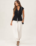 Conjunto Colete Havanna Preto e Calça Aladim Off White