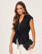 Conjunto Colete Havanna Preto e Calça Aladim Off White