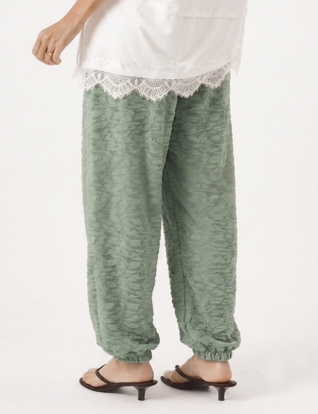 Calça Aladin Renda Verde Menta