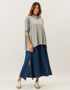 Conjunto Vestido Clara Azul e Blusa Gola Alta Mescla