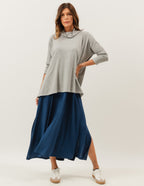 Conjunto Vestido Clara Azul e Blusa Gola Alta Mescla