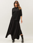 Conjunto Blusa Panamá Preta e Saia Midi Eloá Preta