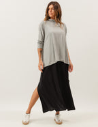 Conjunto Vestido Clara Preto e Blusa Gola Boba Mescla