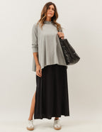 Conjunto Vestido Clara Preto e Blusa Gola Boba Mescla