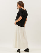 Conjunto Blusa Maria Preta e Saia Midi Valença Off White