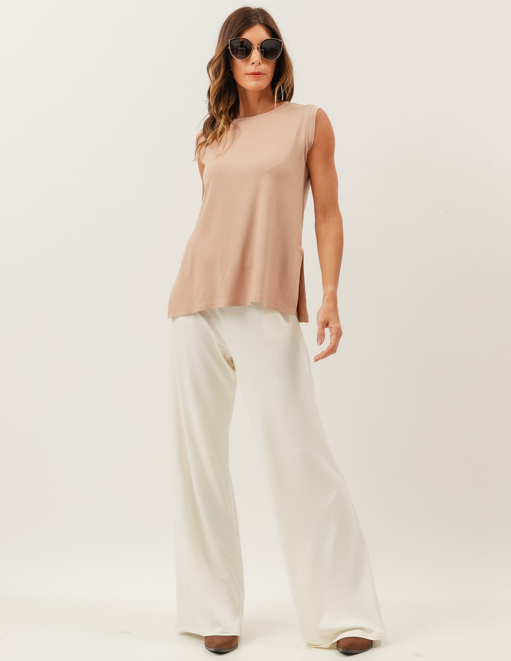Blusa Regata Fendas Bege