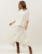 Conjunto Blusa Panamá Off White e Saia Midi Eloá Off White