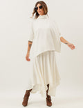 Conjunto Blusa Panamá Off White e Saia Midi Eloá Off White