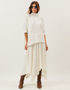 Conjunto Blusa Panamá Off White e Saia Midi Eloá Off White