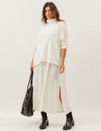 Conjunto Vestido Clara Off White e Blusa Gola Boba Off white