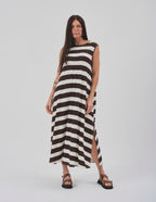Vestido Clara Listrado Marrom