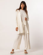 Trijunto Florence Off White (Blusa, Calça e Cardigan)