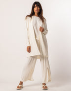 Trijunto Florence Off White (Blusa, Calça e Cardigan)