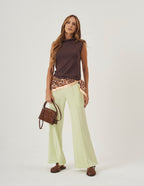 Conjunto Blusa Bárbara Marrom e Calça Munique Verde Claro