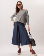 Conjunto Blusa Eva Mescla e Calça Monaco Marinho