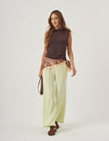 Conjunto Blusa Bárbara Marrom e Calça Munique Verde Claro