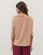Conjunto Blusa Eva Bege e Calça Kimono Malbec
