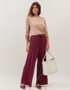 Conjunto Blusa Eva Bege e Calça Kimono Malbec