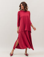 Conjunto Vestido Clara Bordo e Blusa Gola Boba Bordo