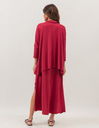 Conjunto Vestido Clara Bordo e Blusa Gola Boba Bordo