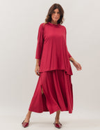 Conjunto Vestido Clara Bordo e Blusa Gola Boba Bordo