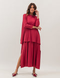 Conjunto Vestido Clara Bordo e Blusa Gola Boba Bordo