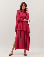Conjunto Vestido Clara Bordo e Blusa Gola Boba Bordo