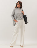 Conjunto Blusa Gola Boba Mescla e Calça Safira Off White