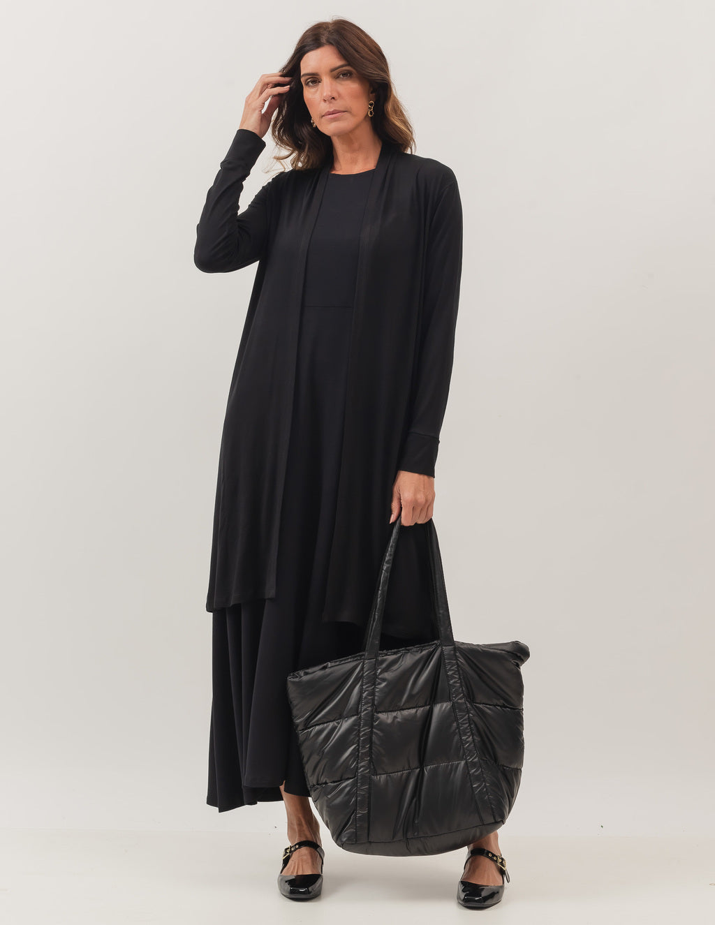 Conjunto Vestido Naomi Preto com Cardigan Preto