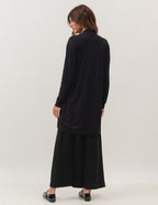 Trijunto Cardigan Preto Regata Fendas e Saia Midi Valença Preta