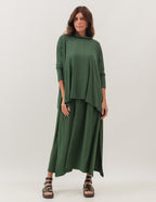 Conjunto Blusa Gola Boba Verde Militar com Vestido Clara Verde Militar