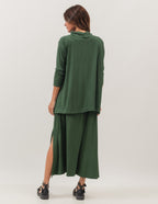 Conjunto Blusa Gola Boba Verde Militar com Vestido Clara Verde Militar