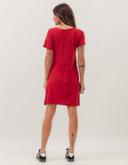 Vestido Curto Com Bolso Bordô
