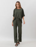 Conjunto Elisa Verde Militar em Moletinho