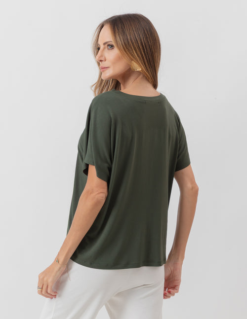 Blusa Transpassada Verde Militar