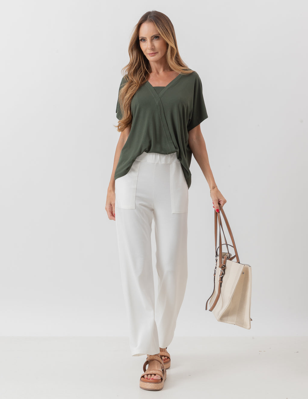 Blusa Transpassada Verde Militar