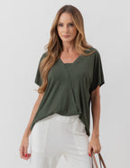 Blusa Transpassada Verde Militar