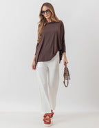 Blusa Gola Boba Oversized Marrom