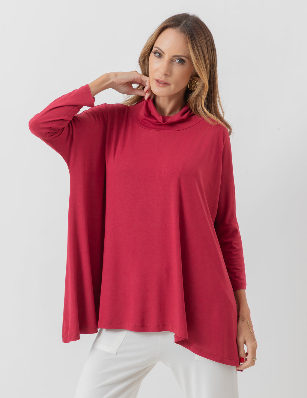 Blusa Gola Boba Oversized Bordô