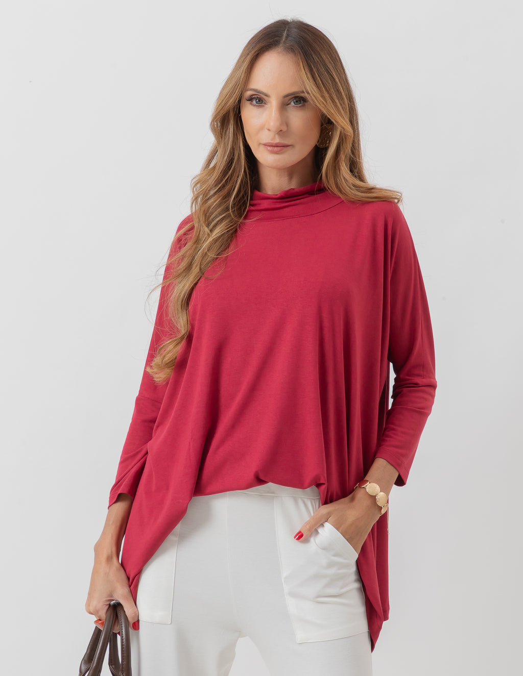 Blusa Gola Boba Oversized Bordô