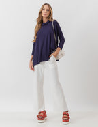 Blusa Gola Boba Oversized Azul Marinho