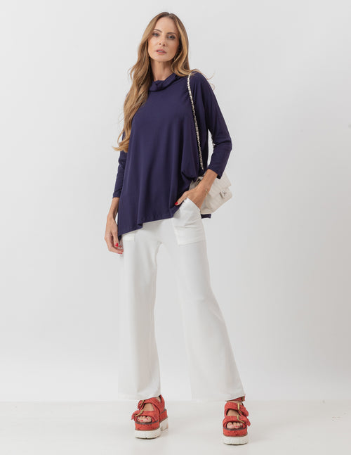 Blusa Gola Boba Oversized Azul Marinho