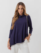Blusa Gola Boba Oversized Azul Marinho