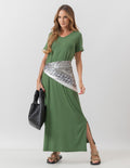 VESTIDO LONGO COM BOLSO VERDE MILITAR