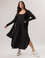 Vestido Luciana Preto e Cardigan Preto