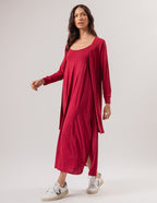 Vestido Luciana Bordo com Cardigan Bordo
