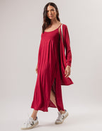 Vestido Luciana Bordo com Cardigan Bordo