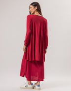 Vestido Luciana Bordo com Cardigan Bordo