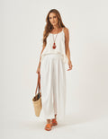 Conjunto Blusa Rio Off White e Calça Vera em malha canelada Off white