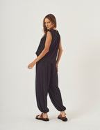 Conjunto Blusa Regata Fendas preta e Calça Aladin Preta